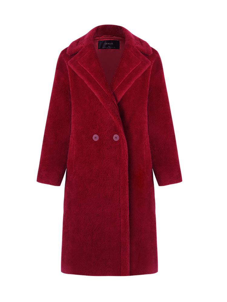 Teddy Lambswool Collar Oversized Coat 
