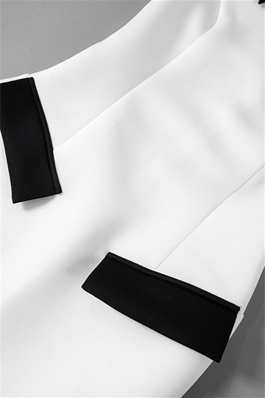 Adela Kısa Kollu Kontrast Polyester Mini Elbise