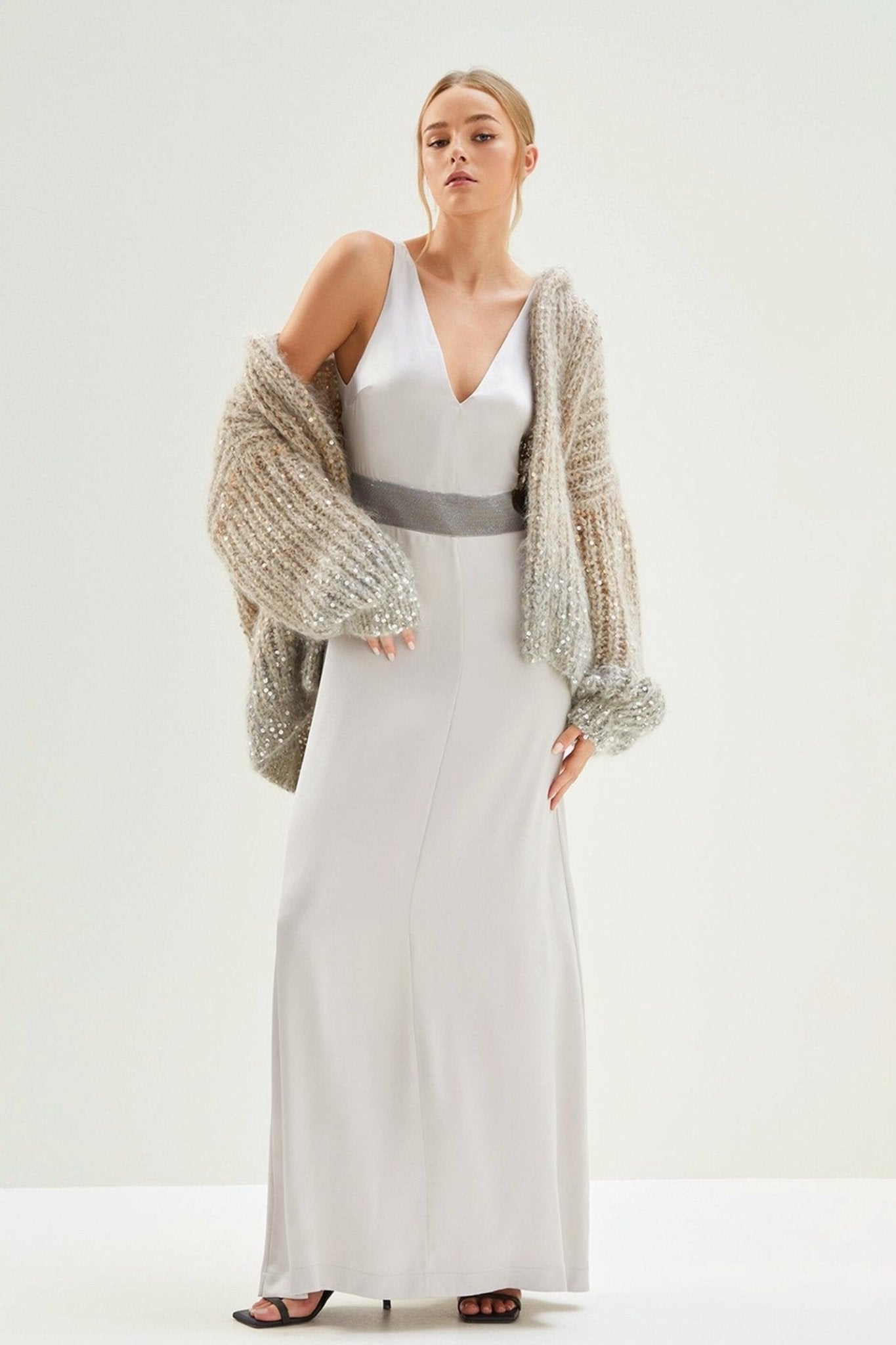 Afra Sequin Gradient Hooded Cardigan