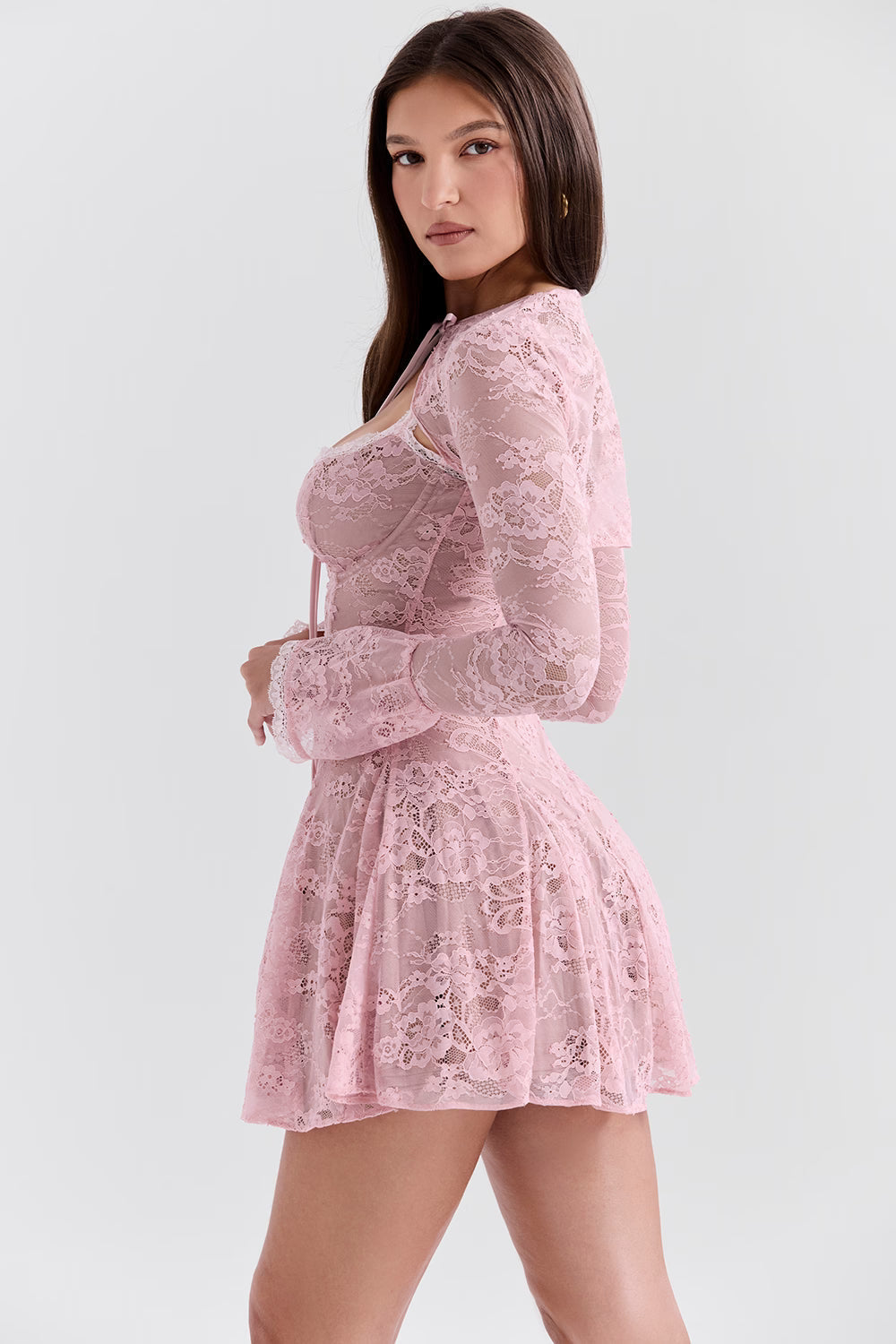 Alice Vintage Krem Dantel Mini Elbise