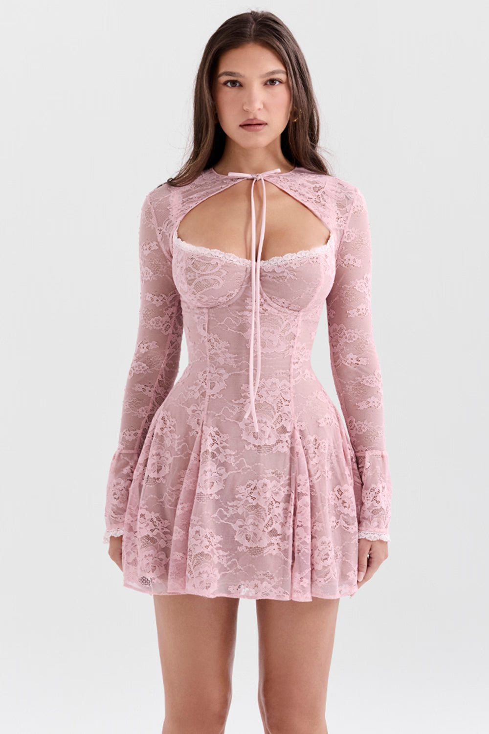 Alice Vintage Krem Dantel Mini Elbise