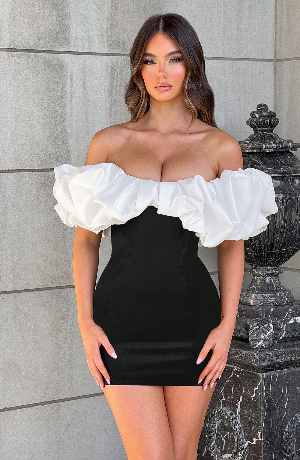 babyboo black and white dress Black/White Juno Mini | Playful Polished This strapless maxi dress features a striking strapless bodice with asymmetrical hem Allie Mini Dress - Black/White