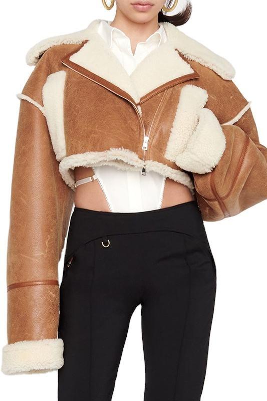 Anastasia Short Fur-Trimmed Leather Jacket