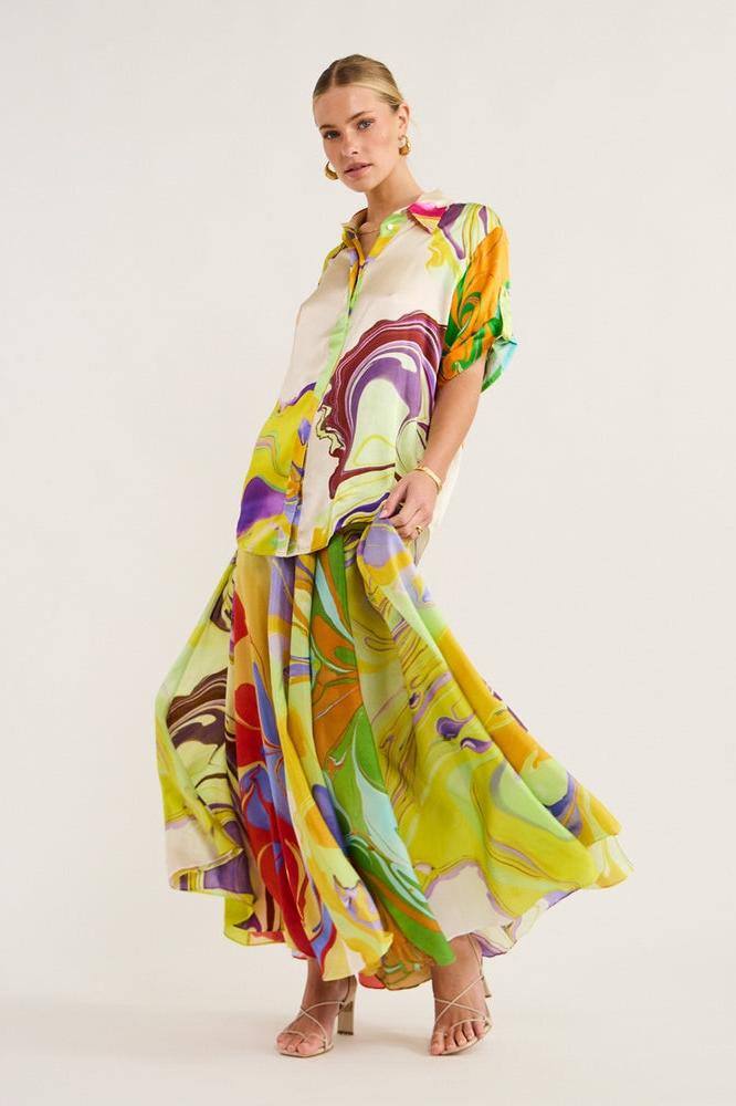 Anna Blusen-Set aus bedrucktem Satin