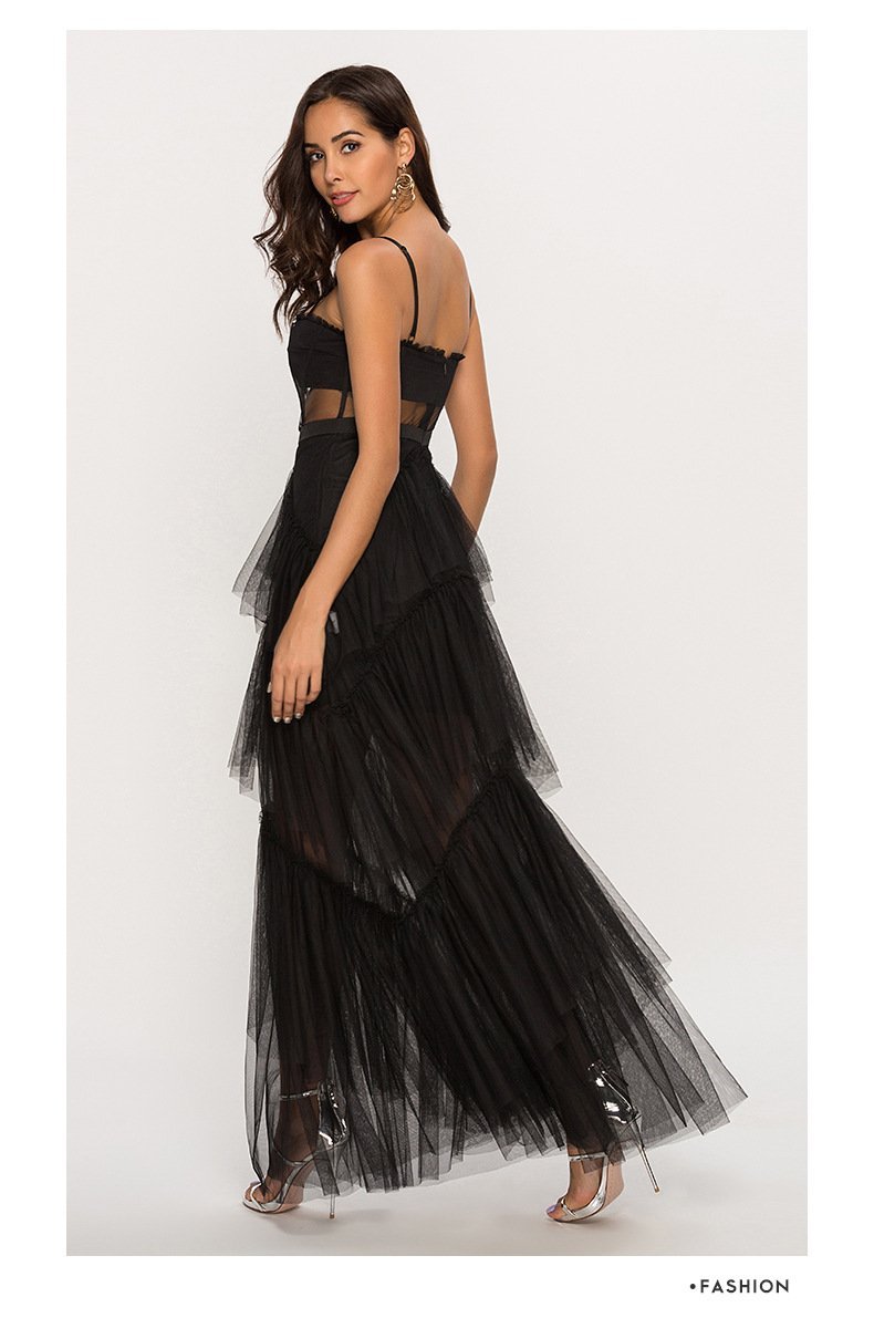 Arlene Korseli Fileli Slip Maxi Elbise