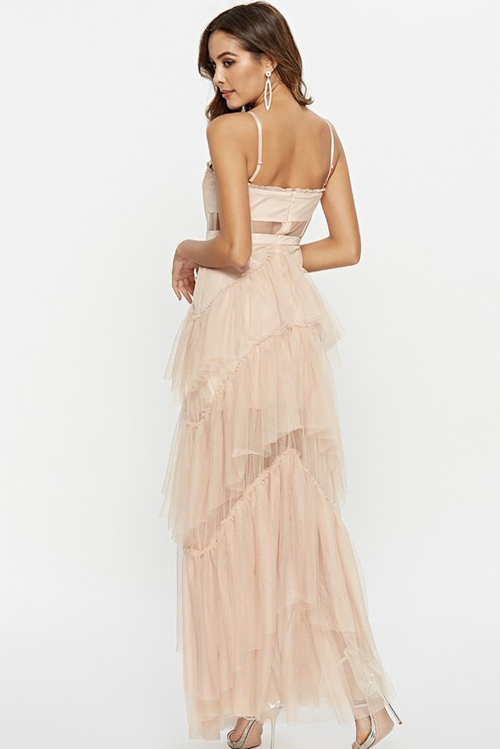 Arlene Korseli Fileli Slip Maxi Elbise