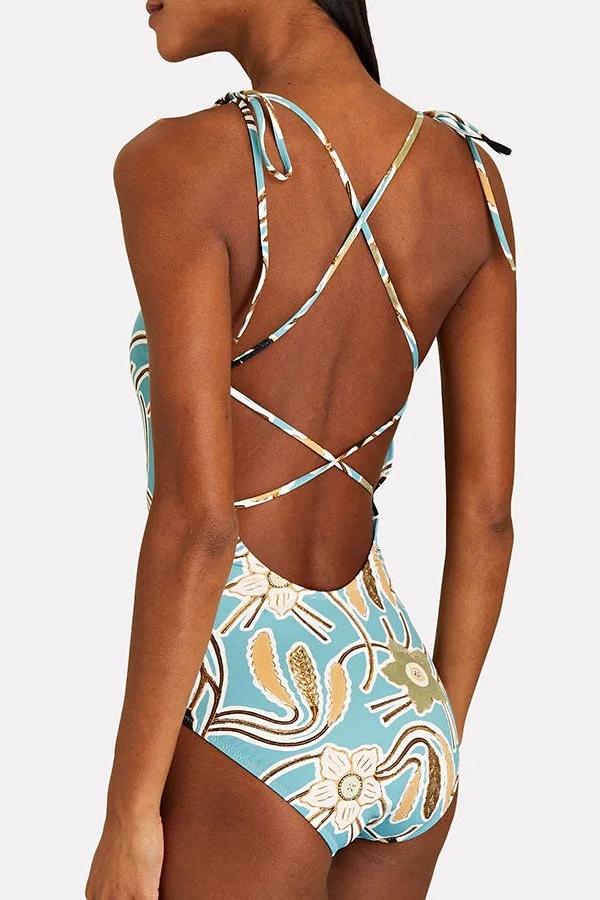 Basia Badeanzug mit Print und Knoten