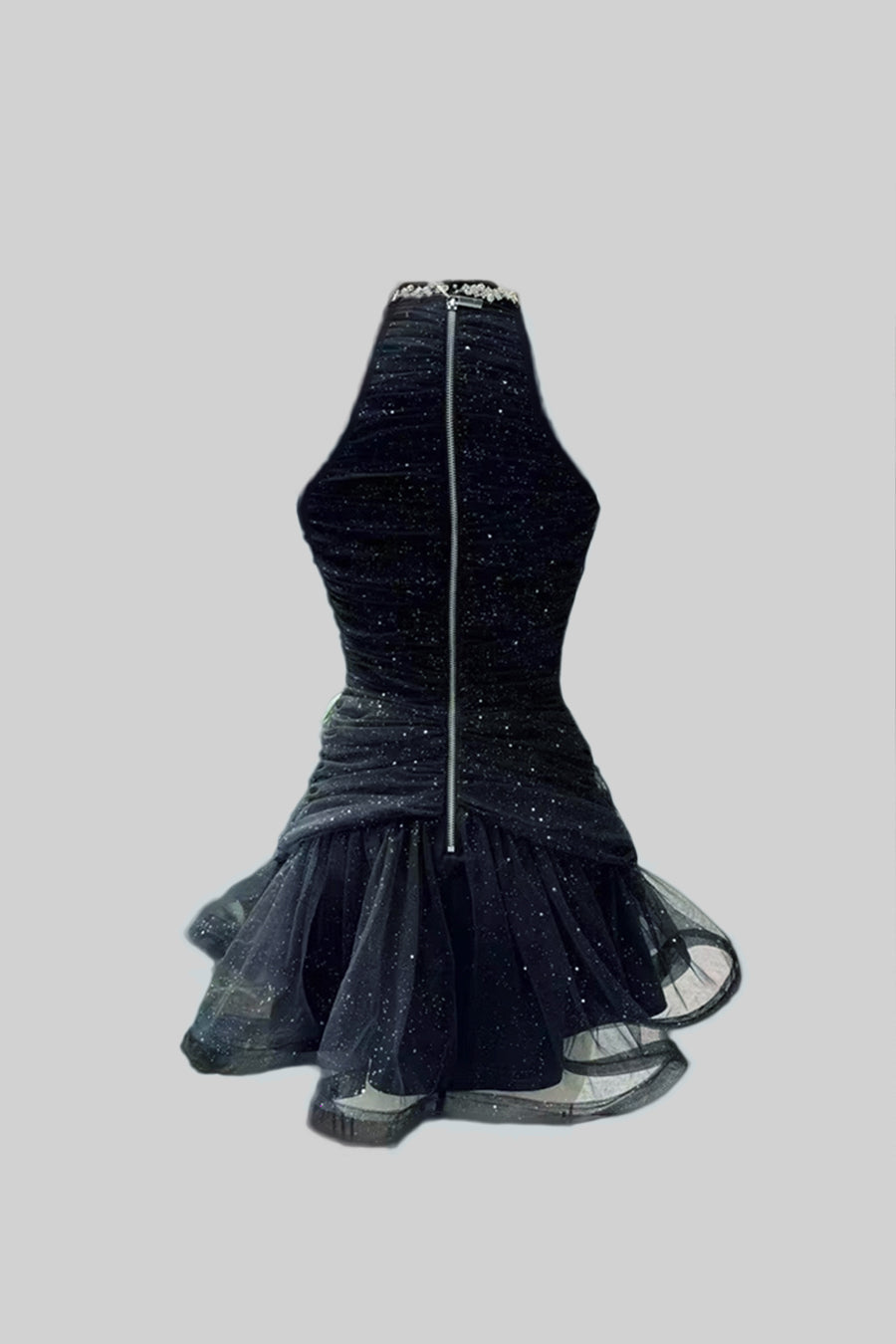 İnci Detaylı, Kolsuz Askılı Elbise - Siyah