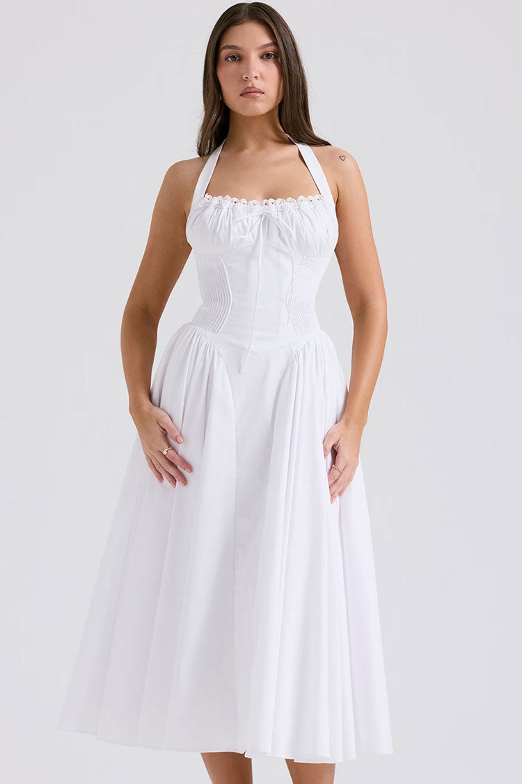 Boho-Chic-Festtagskleid mit tiefer Taille