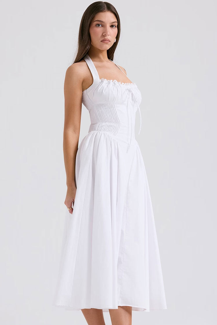 Boho-Chic-Festtagskleid mit tiefer Taille