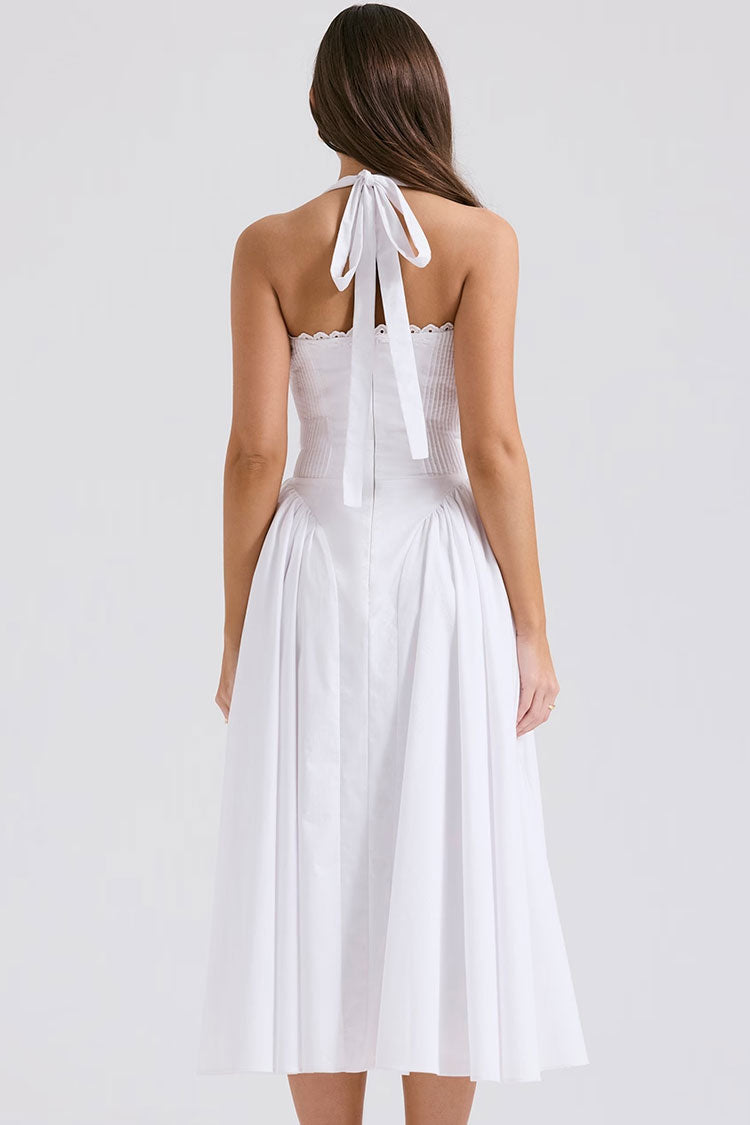 Boho-Chic-Festtagskleid mit tiefer Taille