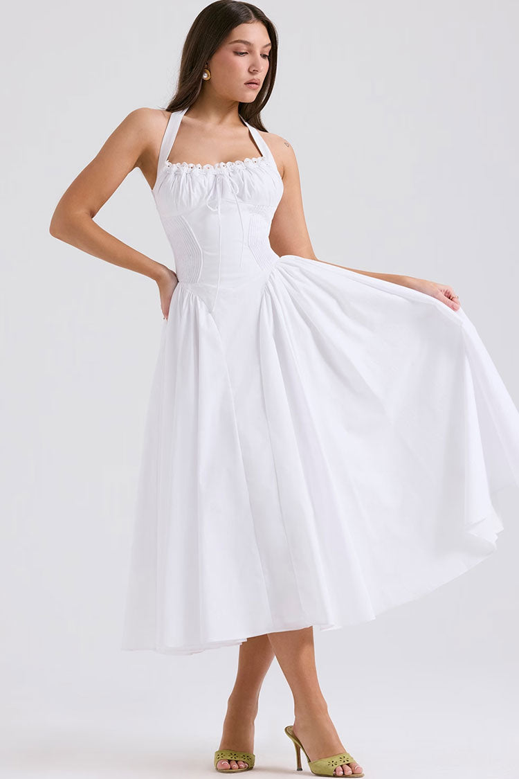 Boho-Chic-Festtagskleid mit tiefer Taille