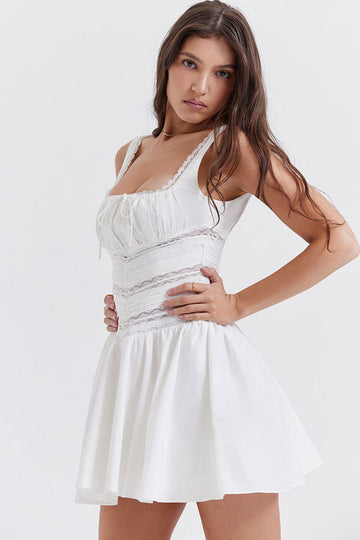 Breezy Lace Summer Mini Dress - White