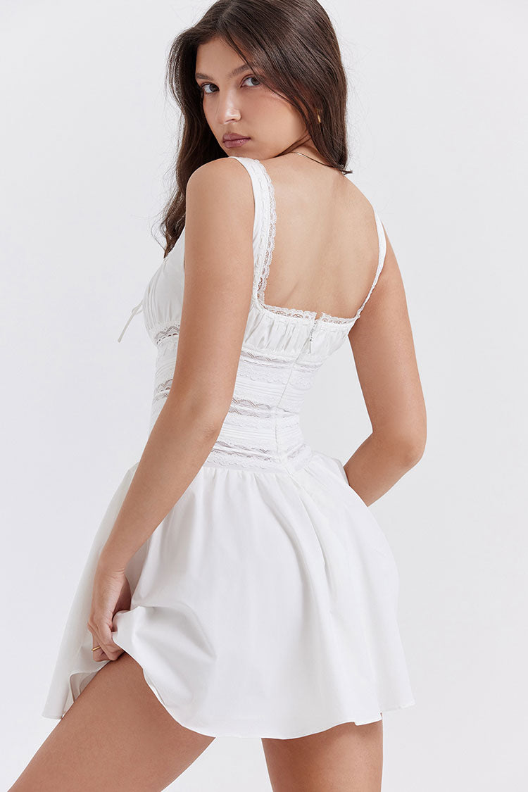 Breezy Lace Summer Mini Dress - White