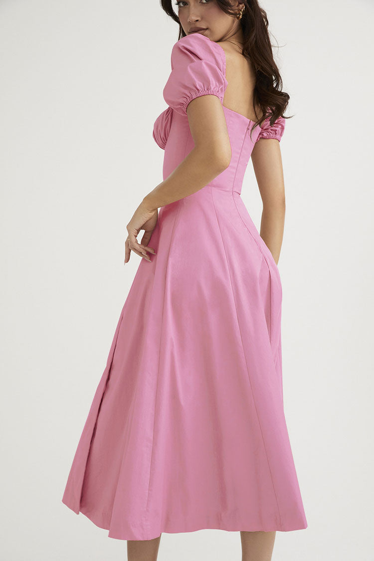 Luftiges Midikleid mit Schlitz – Rosa