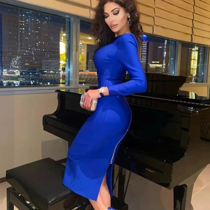 Alisora Fermuarlı Midi Elbise 3 Renk Seçenekleriyle