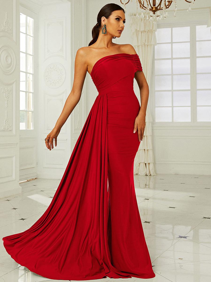 Idony schulterfreies, drapiertes Maxikleid