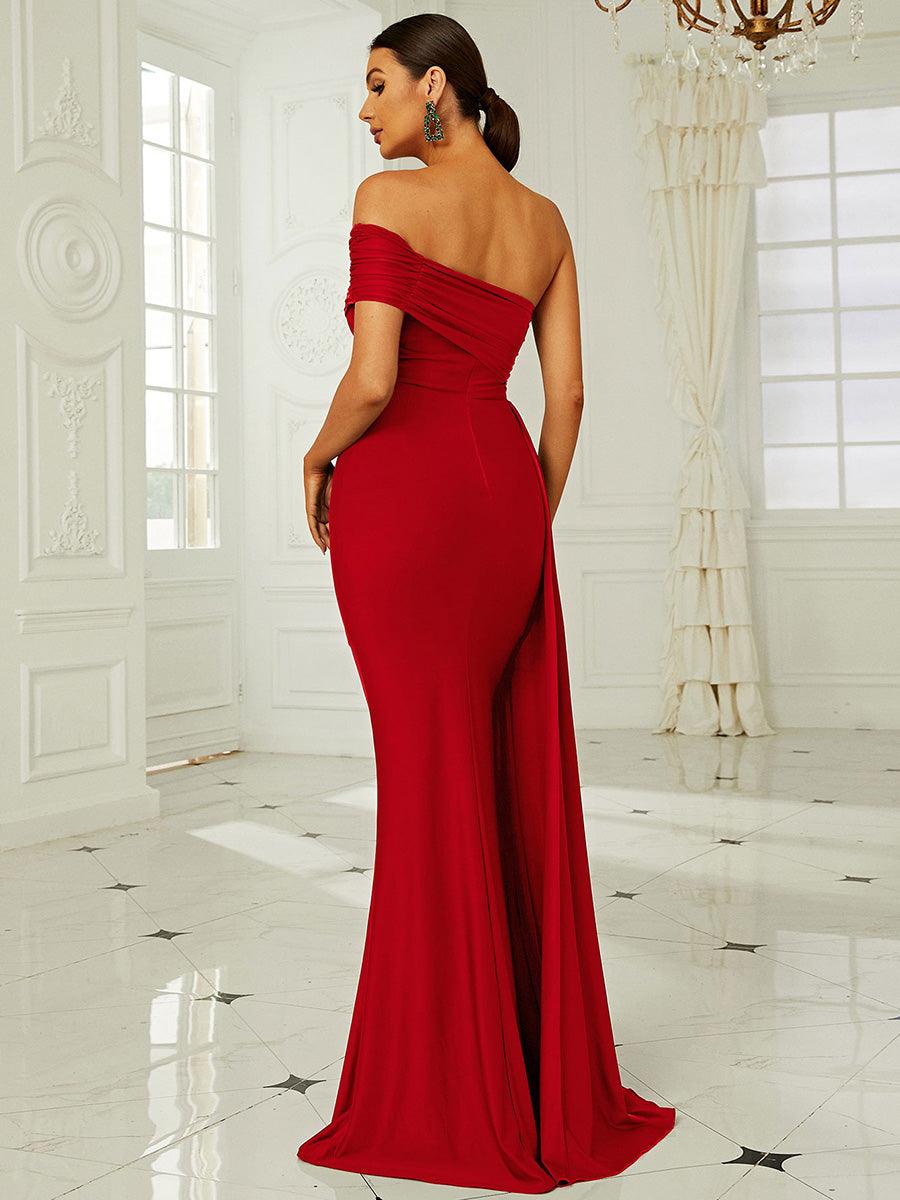 Idony schulterfreies, drapiertes Maxikleid