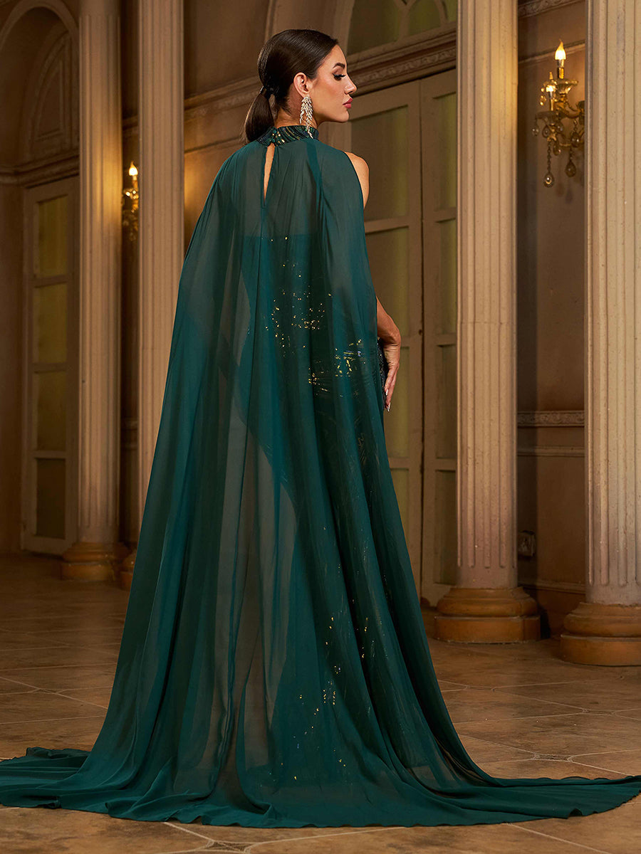 Winifred Cape Tube Top Maxi Dress