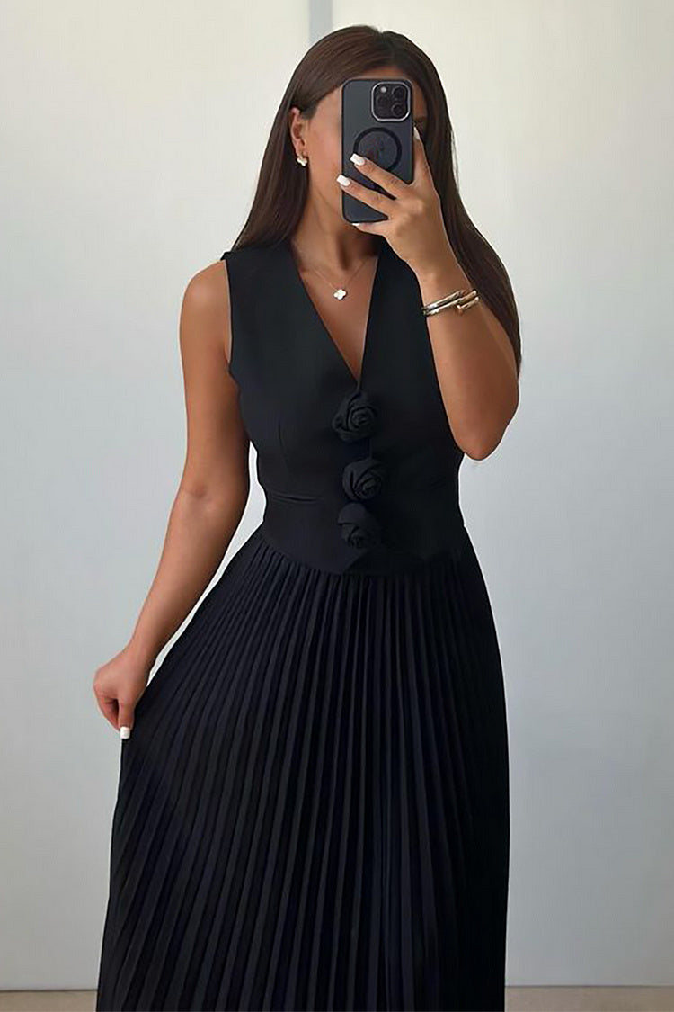 Madeline Rosette Pleated Maxi Skirt Set