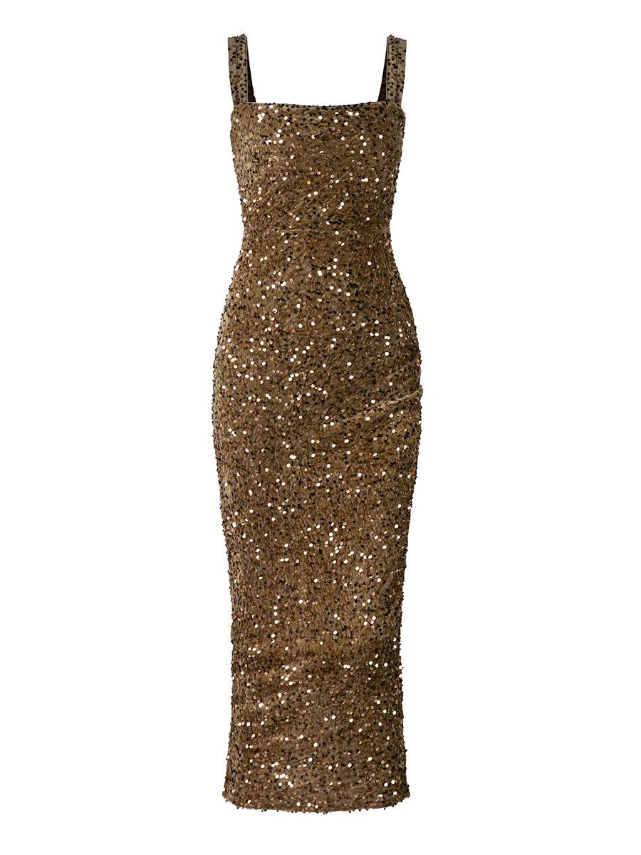 Romilly Cocktail-Maxikleid mit eckigem Ausschnitt