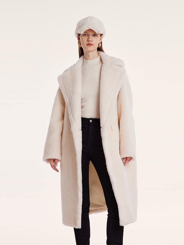 Teddy Lambswool Collar Oversized Coat 