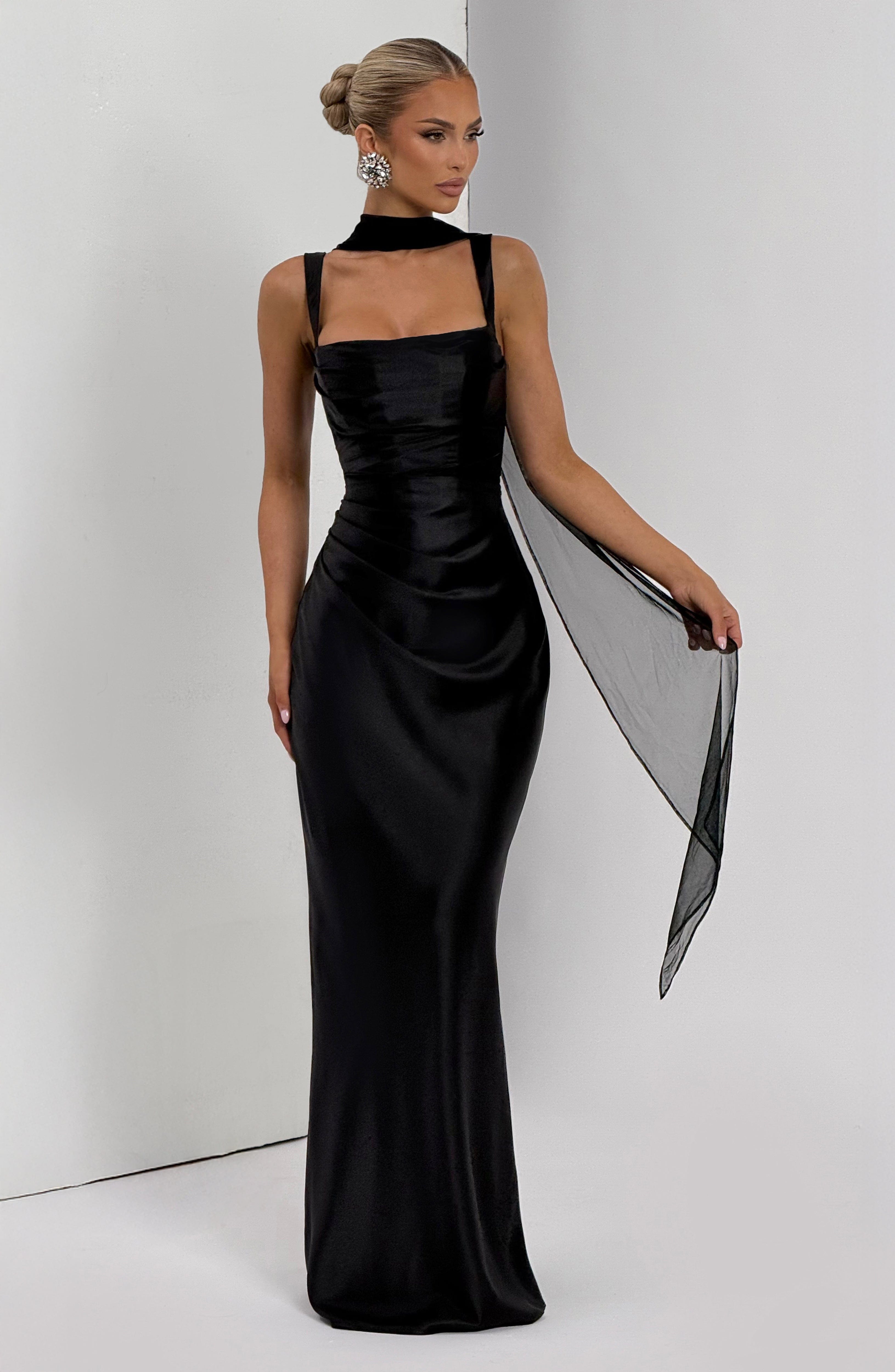 Calanthe Maxi Elbise - Siyah