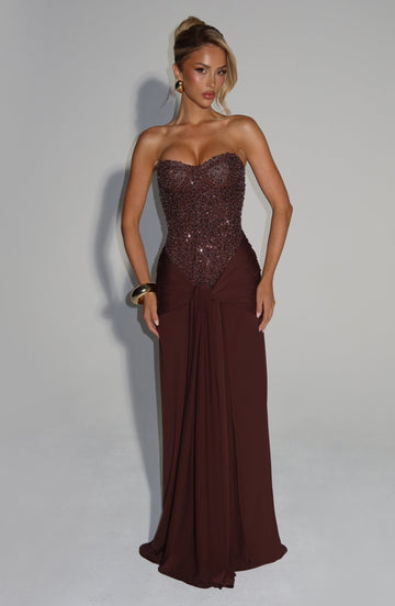 Carina Maxikleid – Pflaumenbraun