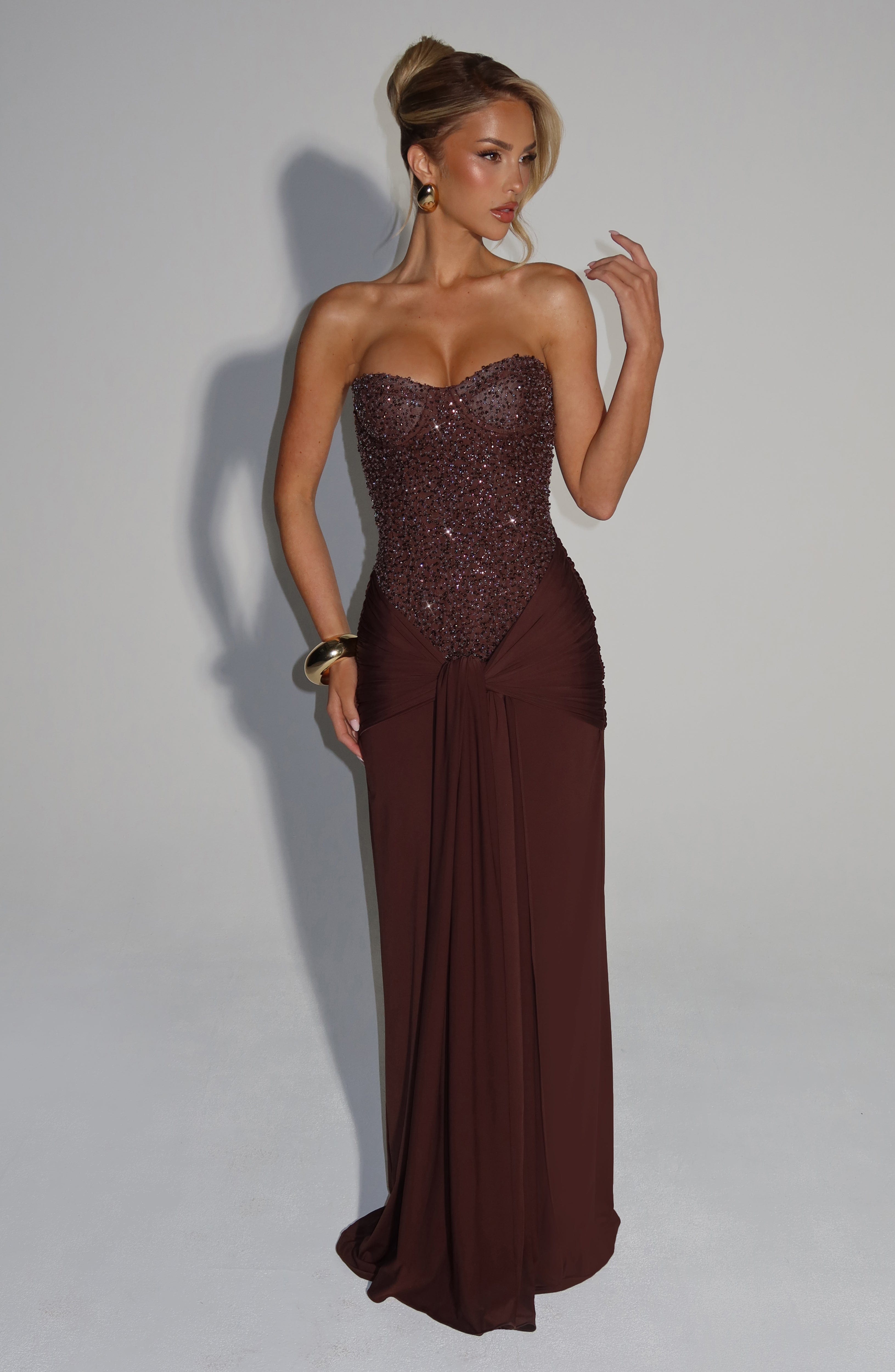 Carina Maxikleid – Pflaumenbraun