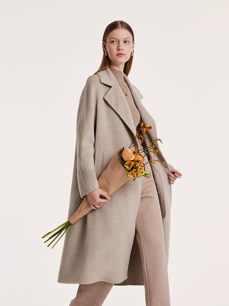 Cashmere Wool Notched Collar Double-Sided Women's Coat 