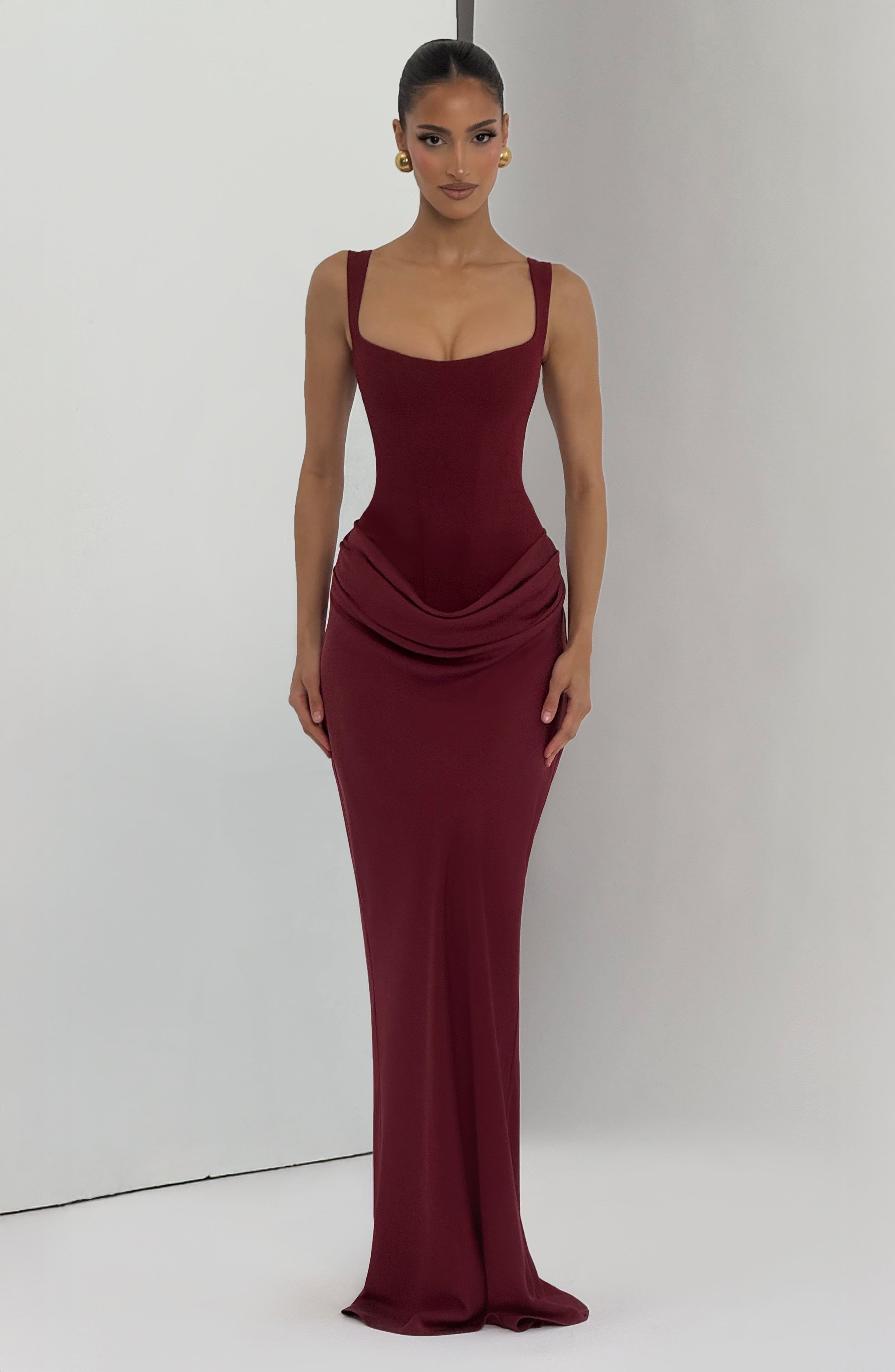 Cornelia Maxi Elbise - Bordo