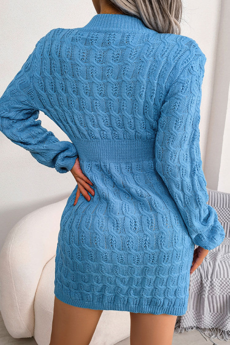 Winterliches Strickminikleid - Blau
