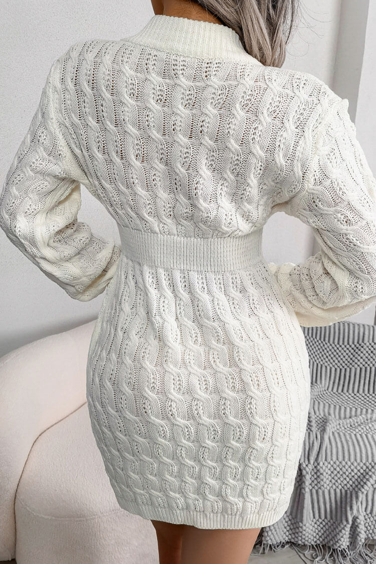 Winterliches Strickminikleid - Weiß