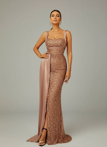 Winslet gestreiftes Korsett-Maxikleid