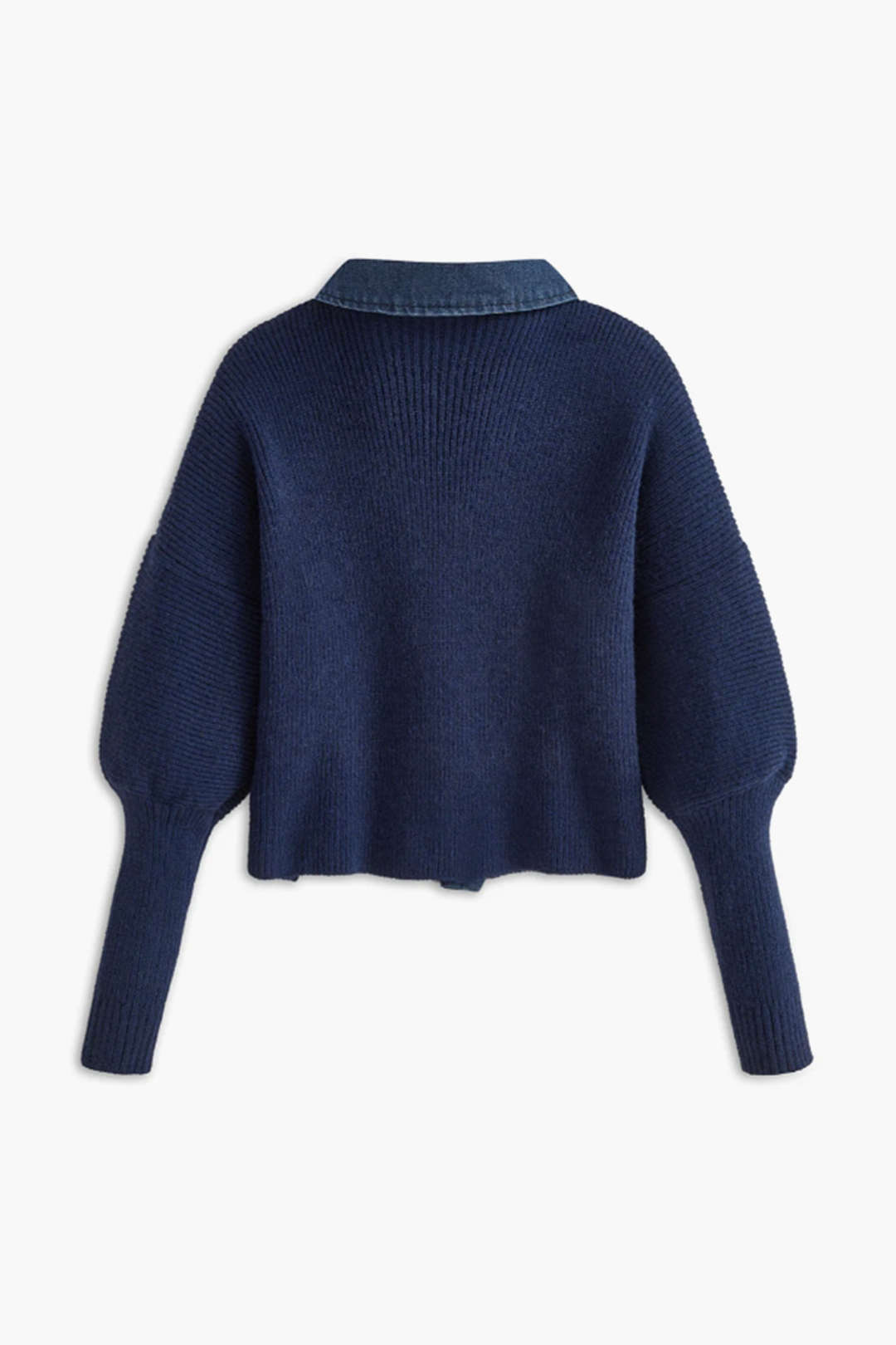 Jeanshemd, Pullover mit Button-Down-Kragen, Strickjacke