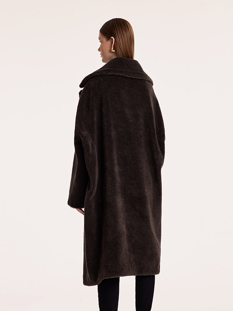 Teddy Lambswool Collar Oversized Coat 