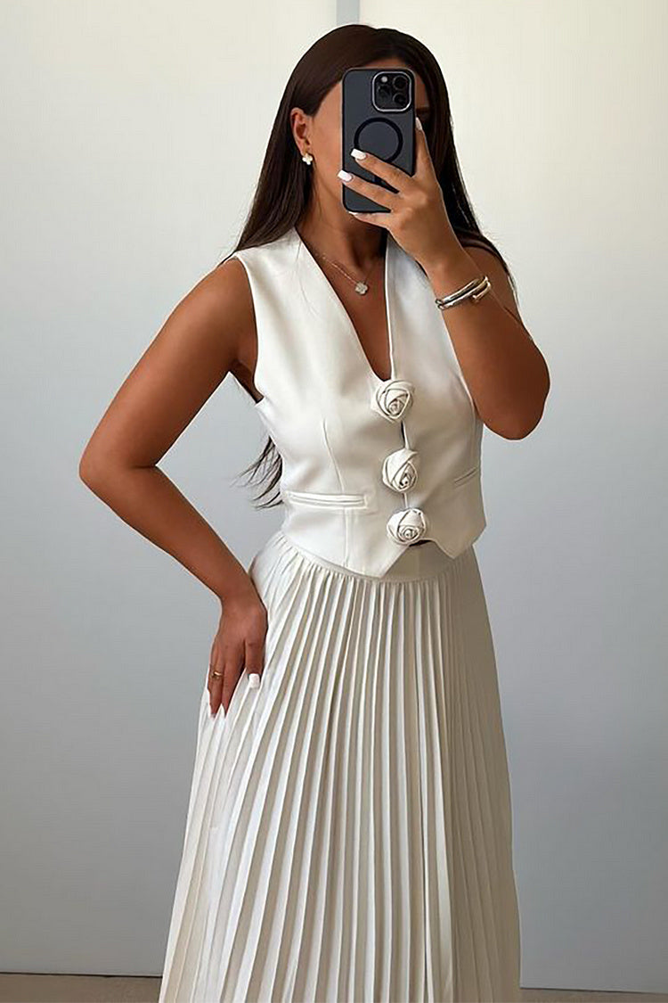 Madeline Rosette Pleated Maxi Skirt Set
