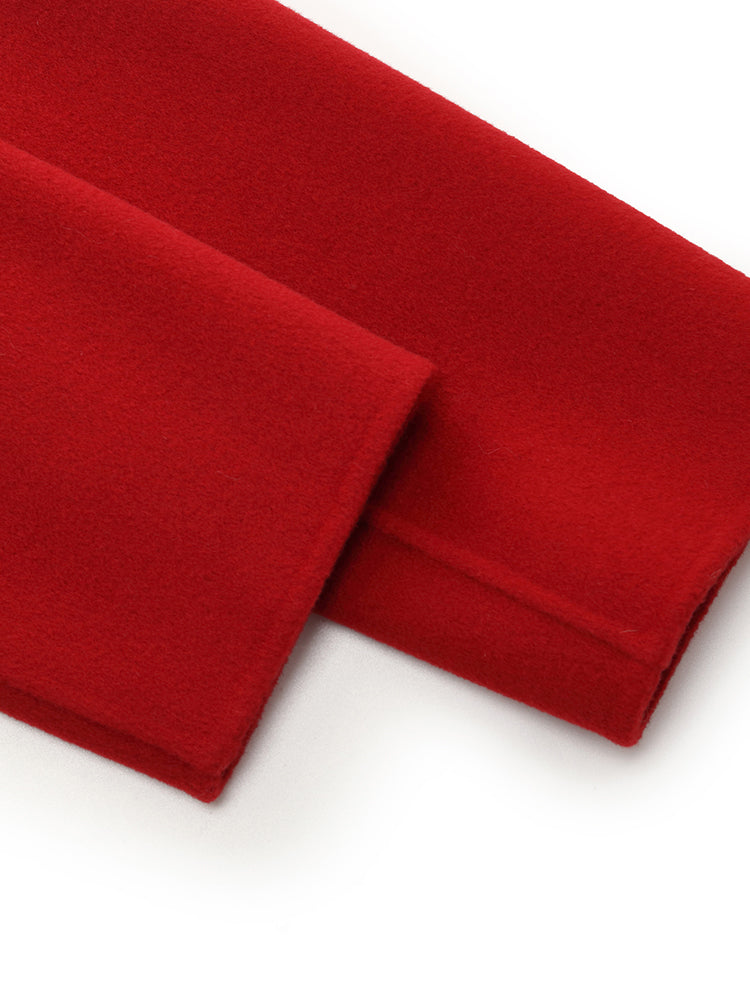 Cashmere Wool Double-Sided Red Women's Coat 