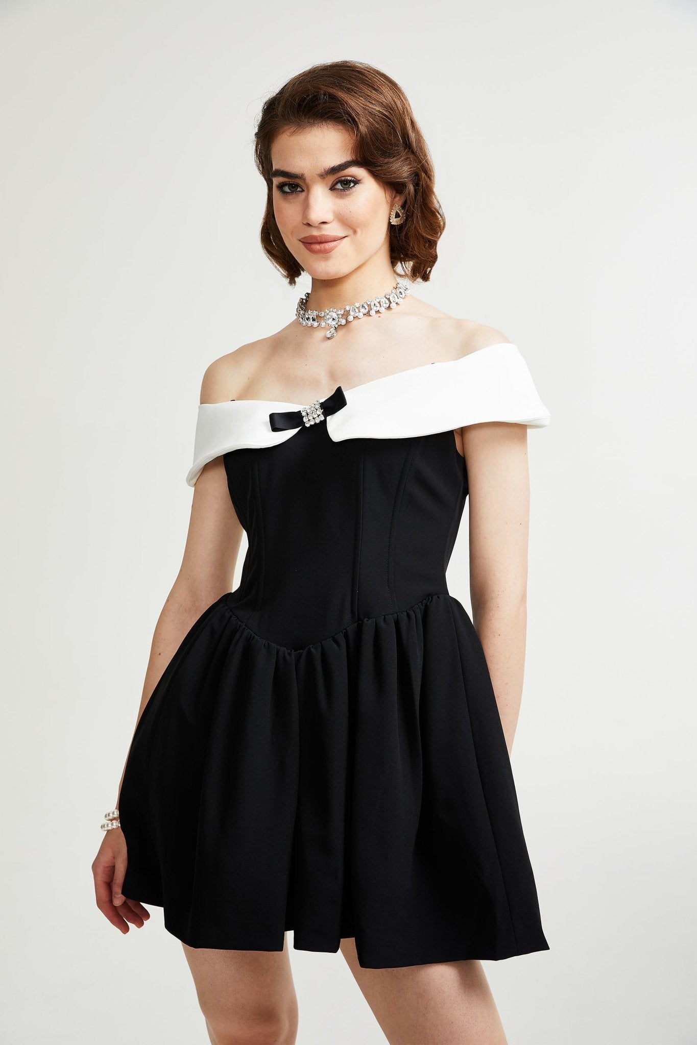 Deniece Off-Shoulder Black Mini Dress