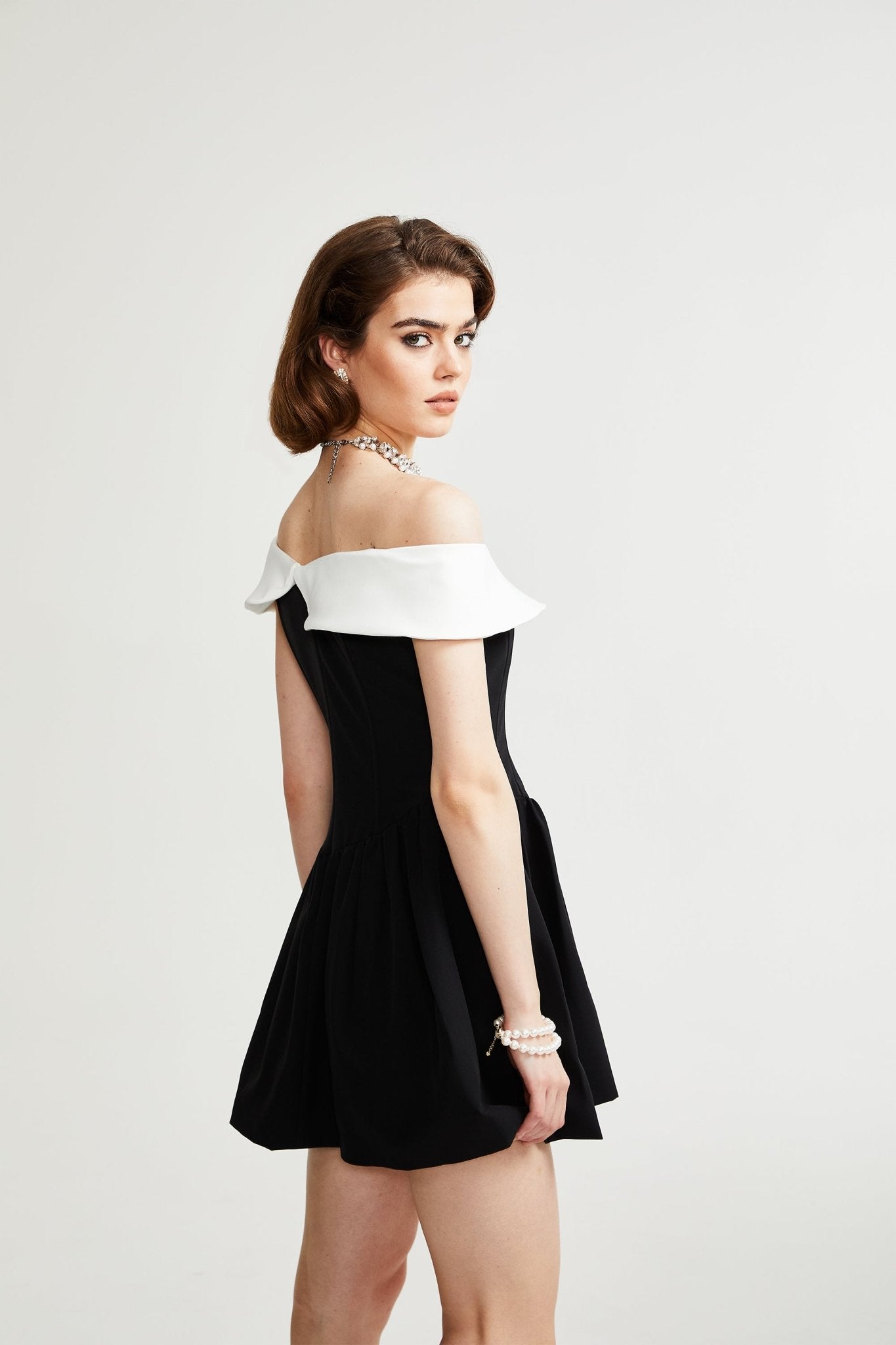Deniece Off-Shoulder Black Mini Dress