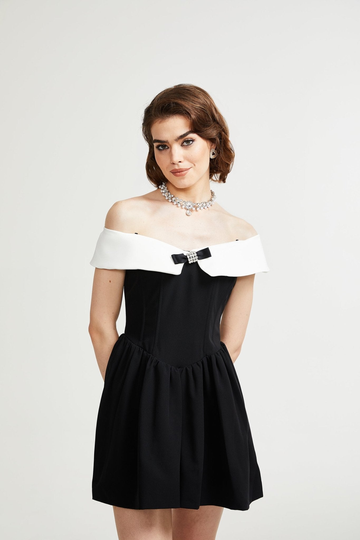 Deniece Off-Shoulder Black Mini Dress