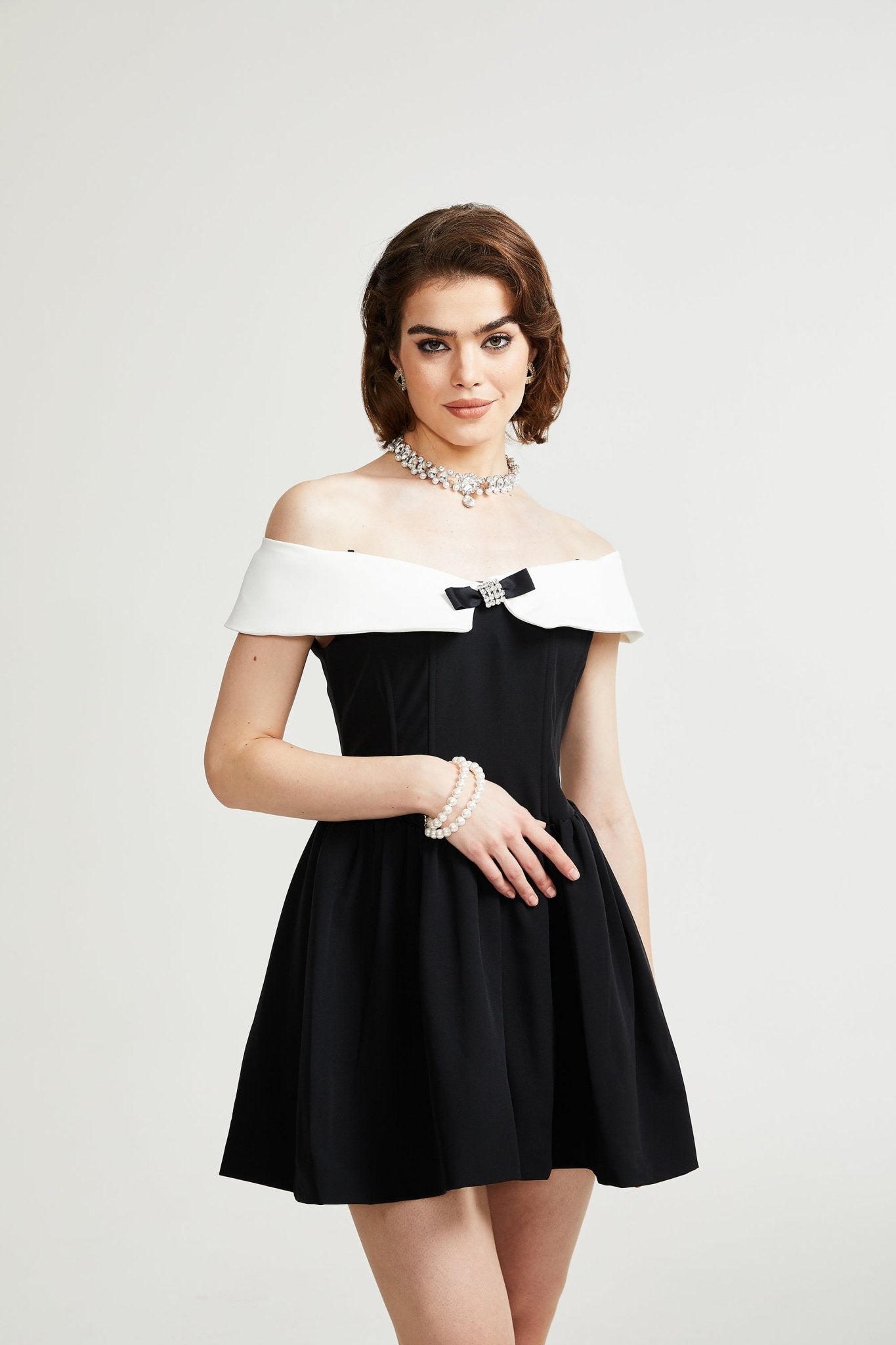 Deniece Off-Shoulder Black Mini Dress