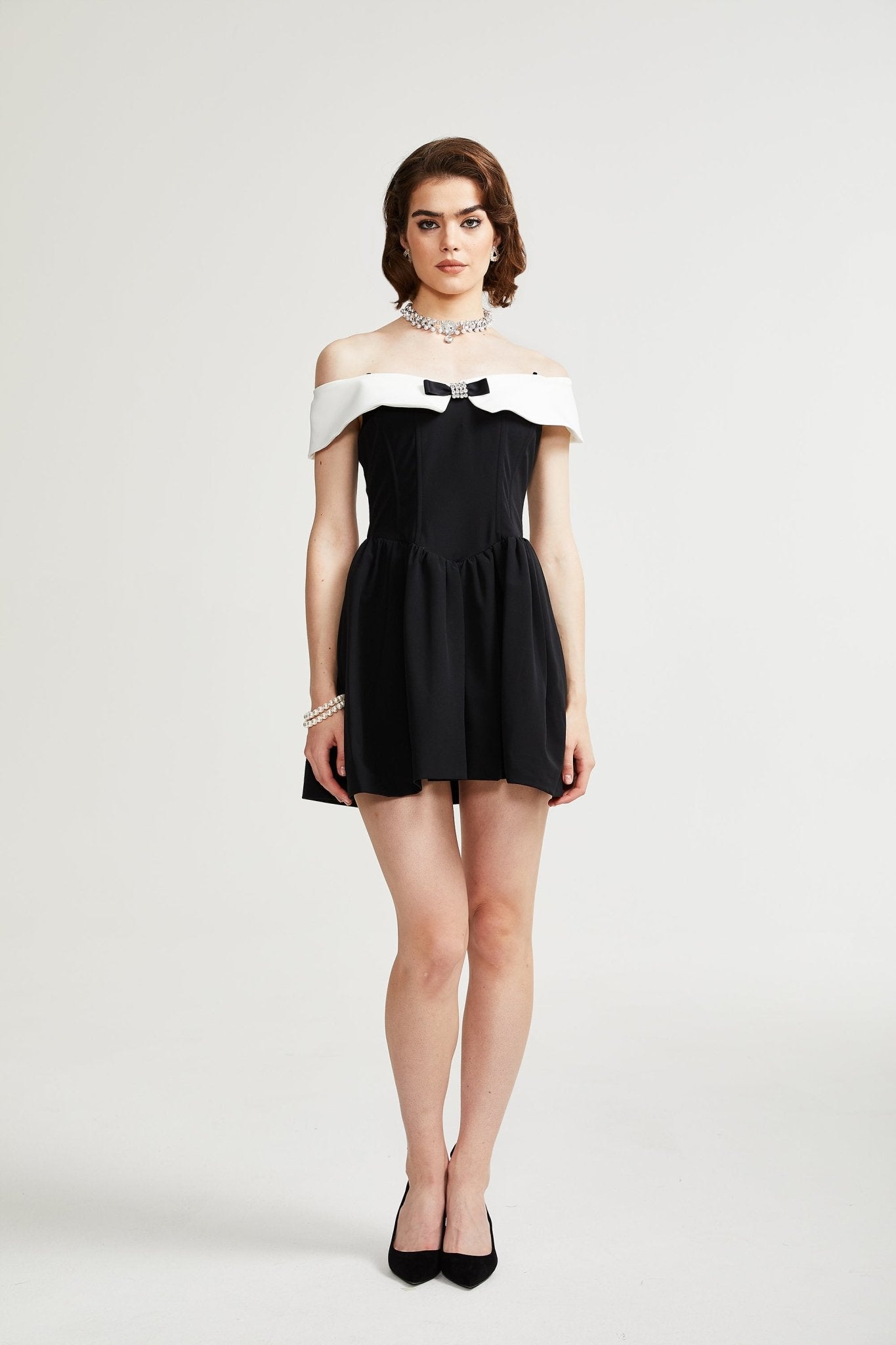 Deniece Off-Shoulder Black Mini Dress