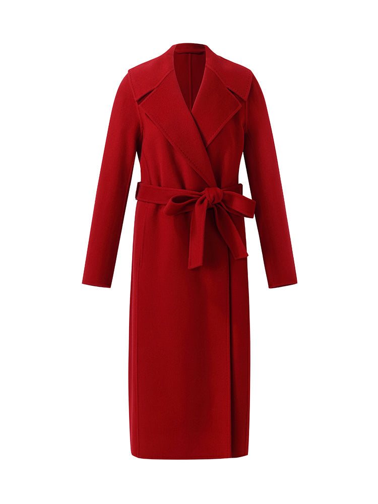Cashmere Wool Double-Sided Red Women's Coat 