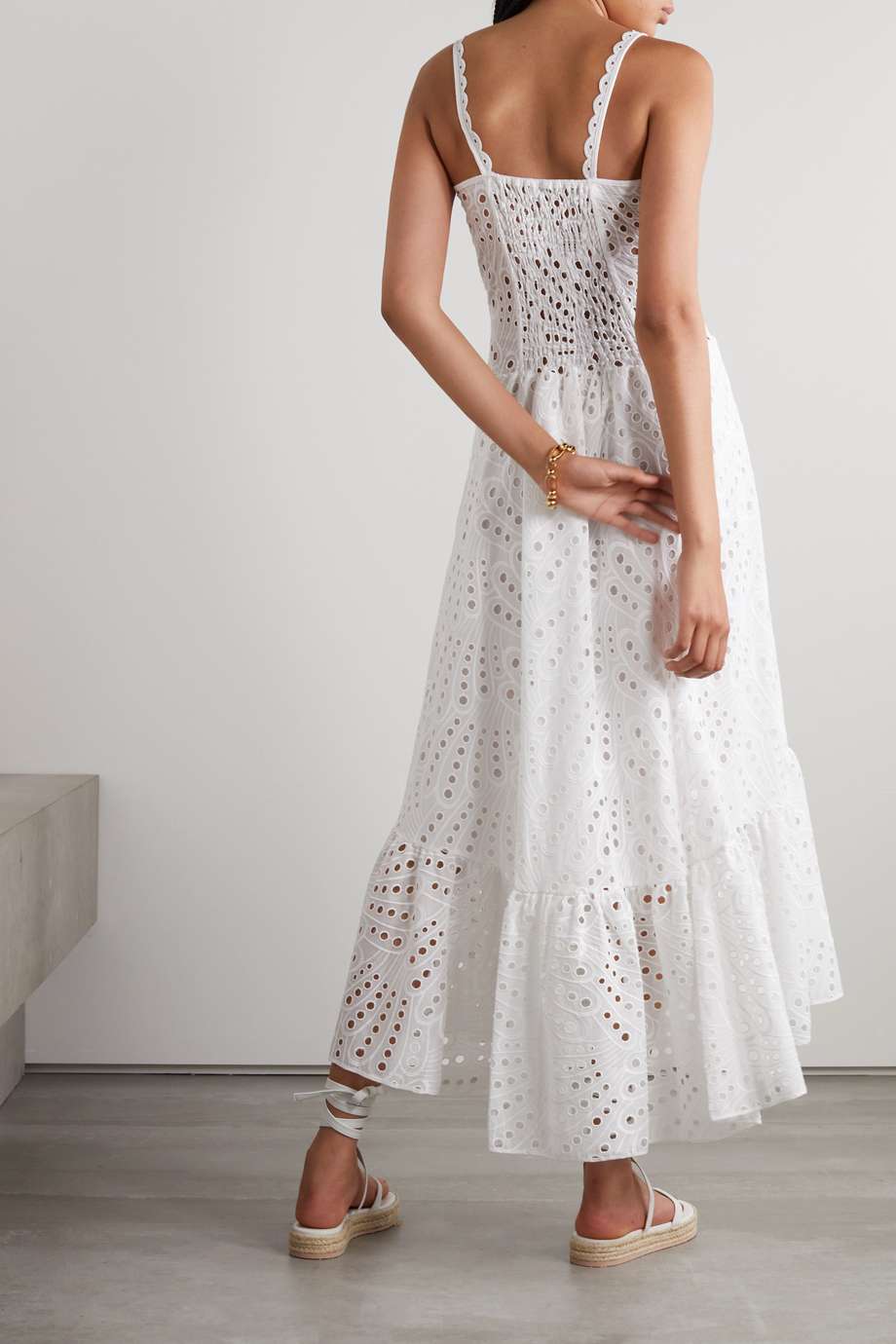 Dolly Midi-Bustierkleid aus bestickter Spitze – Weiß