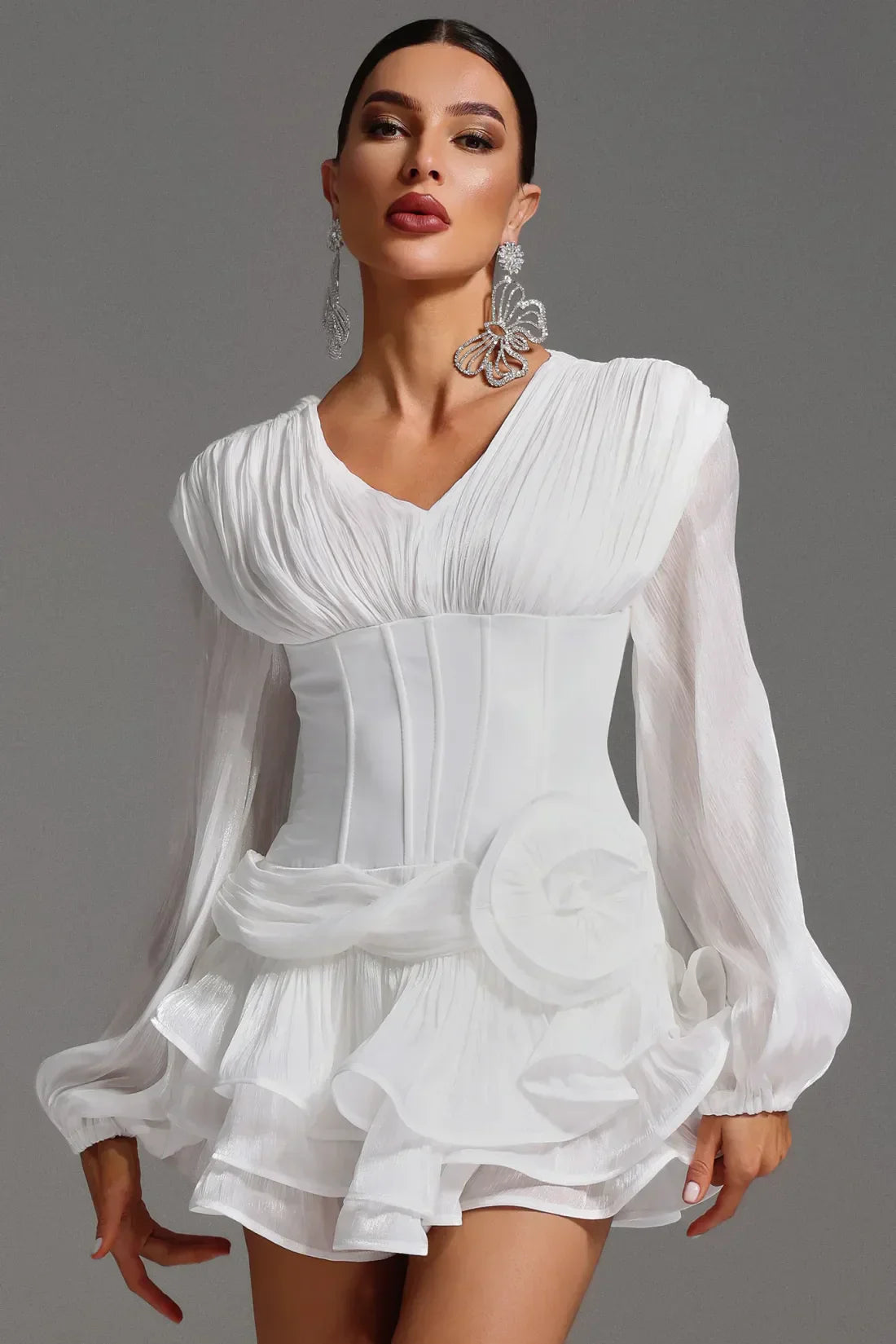 Nechama Minikleid mit Blumenmuster und Rüschen
