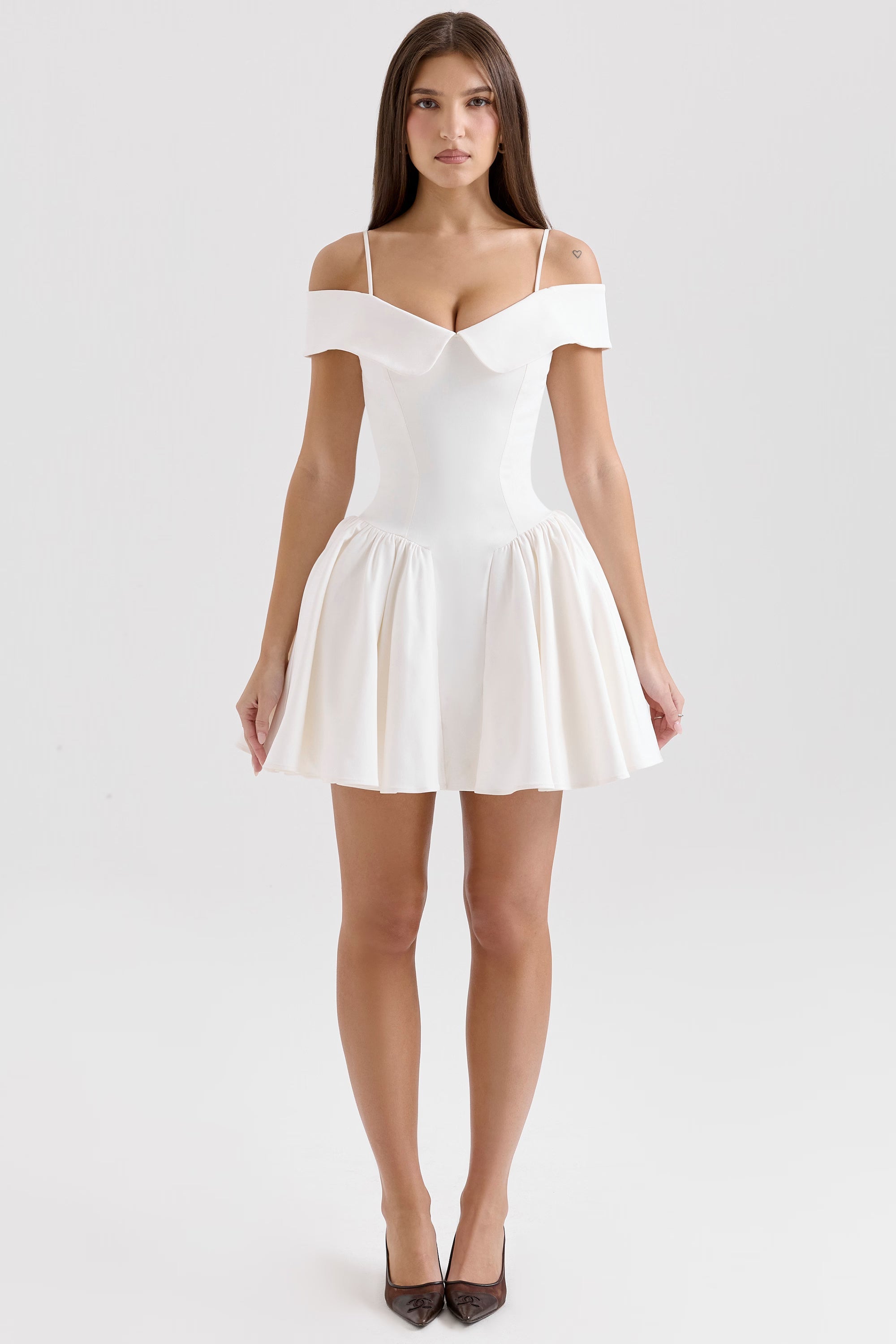 Elida Ballerina Pembe Omuz Açık Mini Elbise