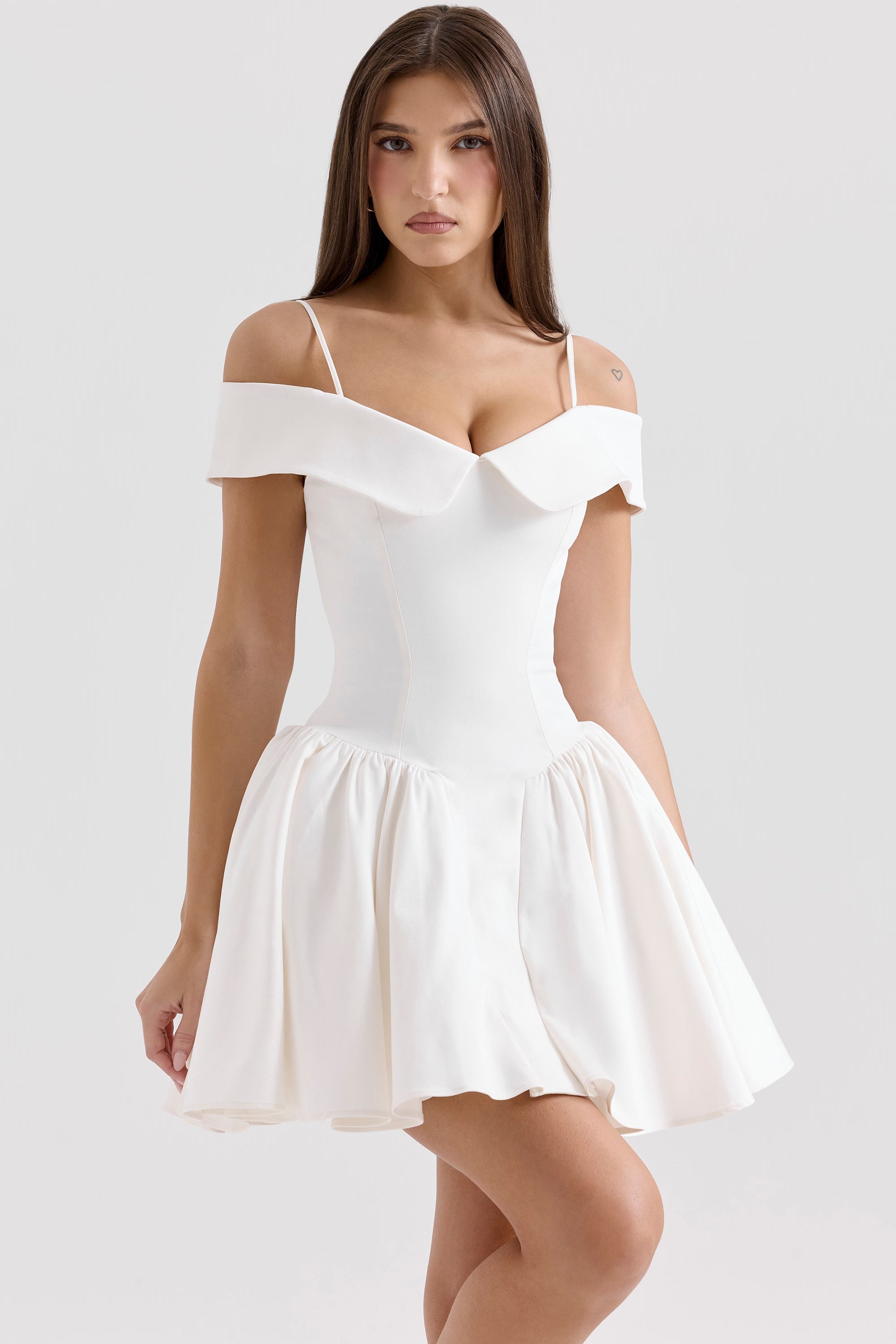 Elida Ballerina Pembe Omuz Açık Mini Elbise