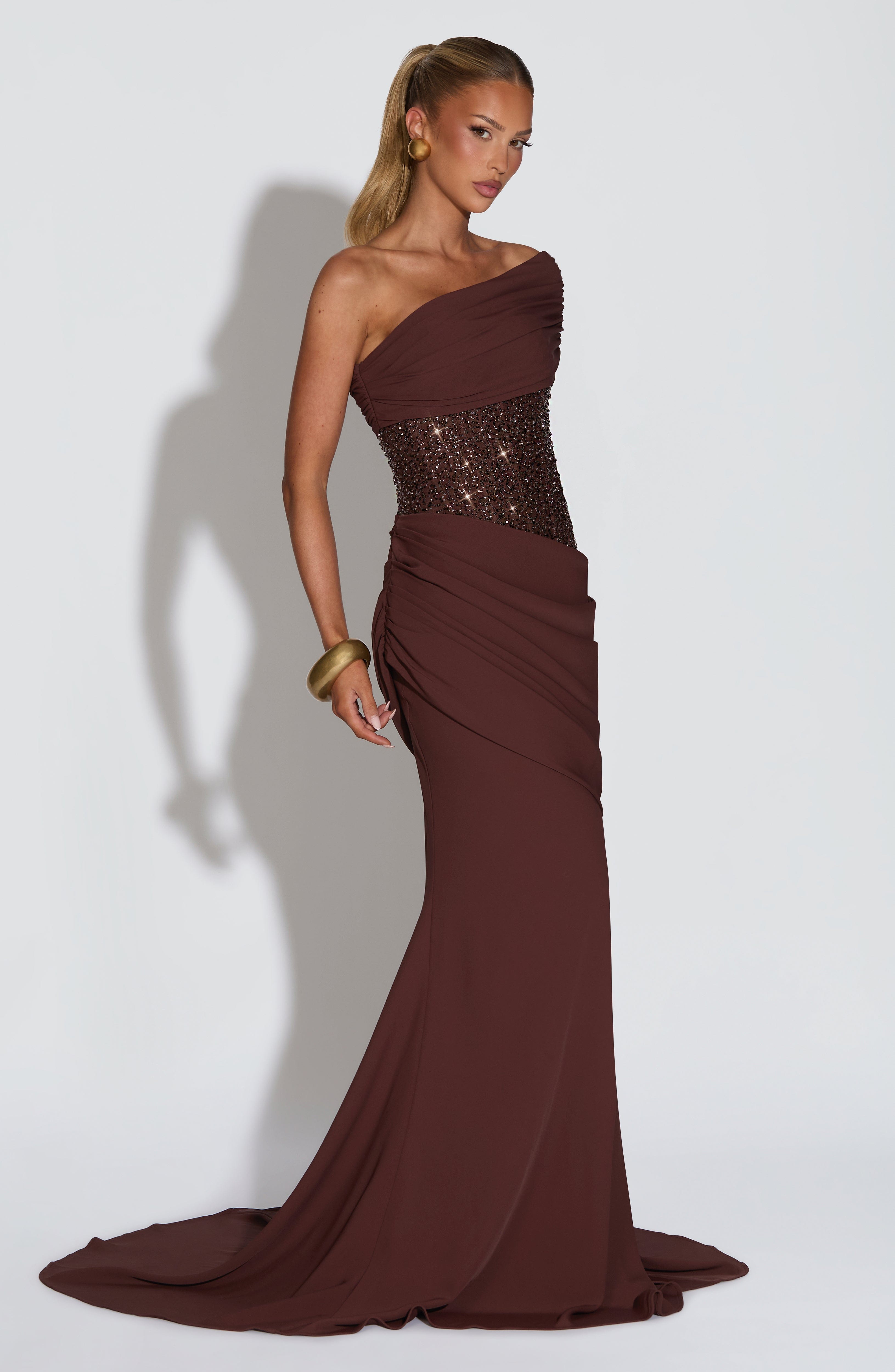 Ellora Maxikleid – Pflaumenbraun