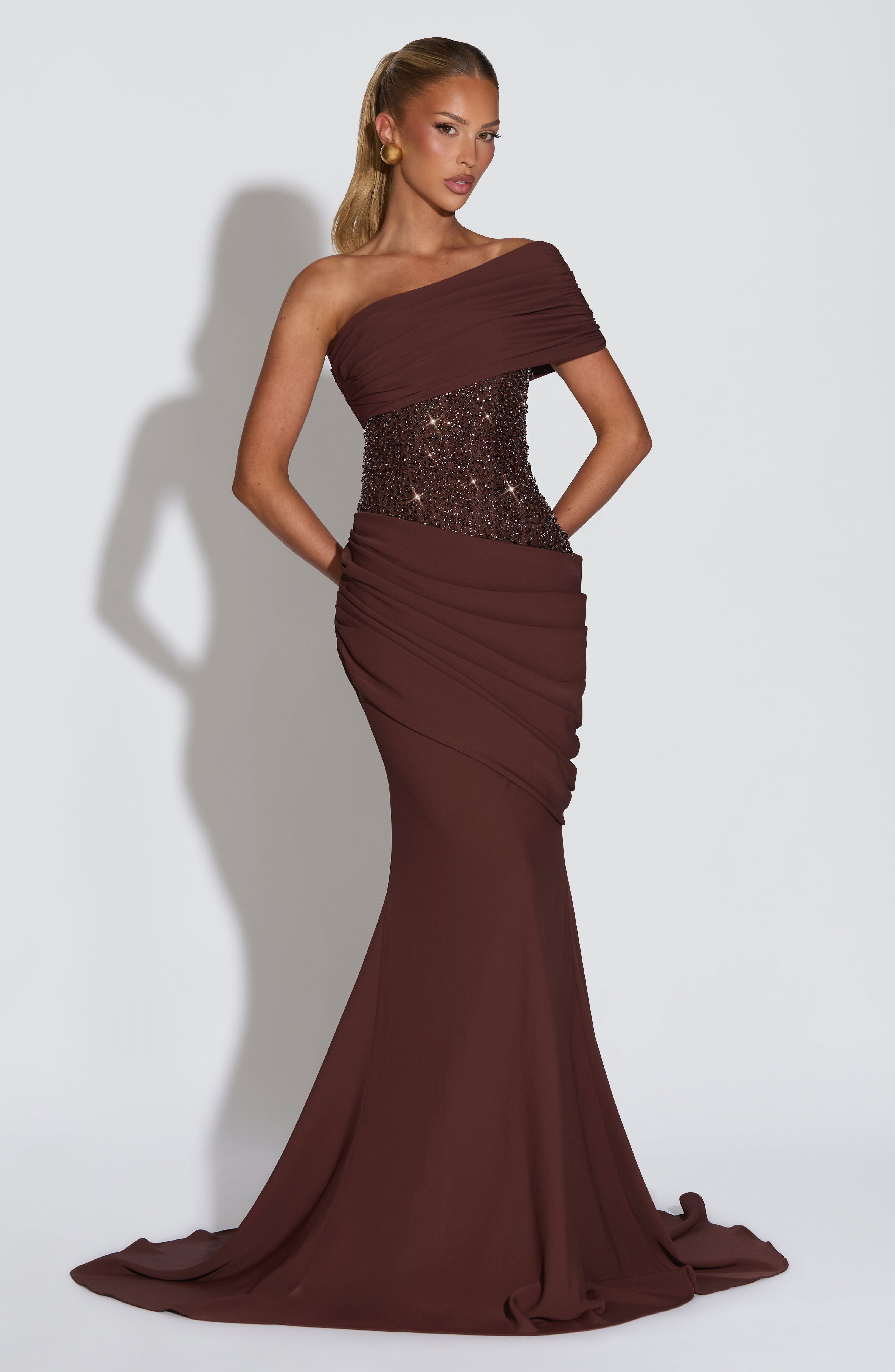 Ellora Maxikleid – Pflaumenbraun